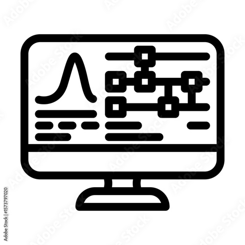 algorithm screen quantum computer line icon vector illustration