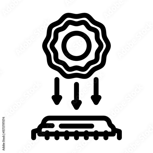 light particles interacting chip line icon vector illustration