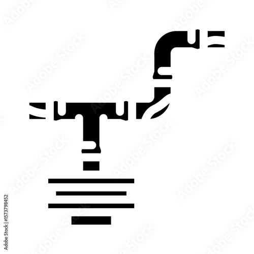rusted copper pipes leaking heavy metals water supply glyph icon vector illustration