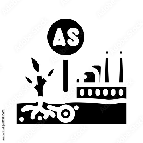 arsenic poisoning crops mining area glyph icon vector illustration