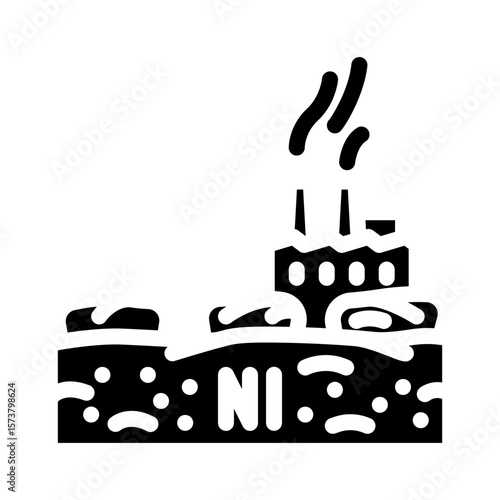 agricultural fields contaminated nickel nearby factories glyph icon vector illustration