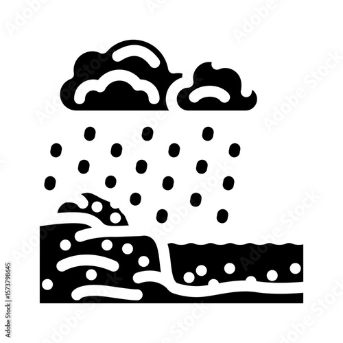 copper zinc runoff river system after heavy rainfall glyph icon vector illustration