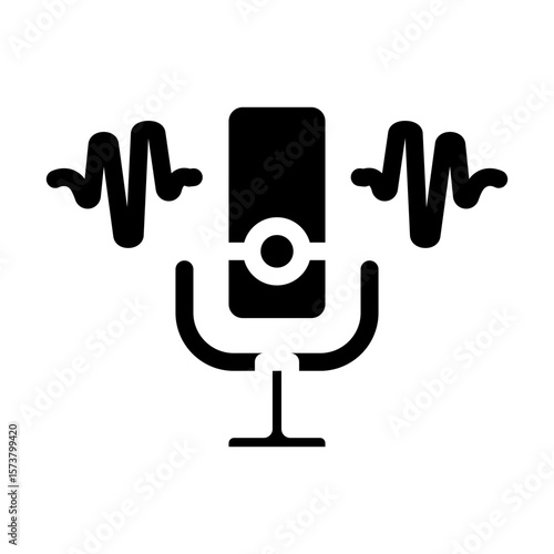 voice activated glyph icon vector illustration