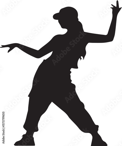 Print Female Hip Hop Dancer Silhouette