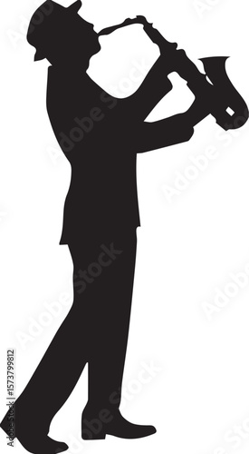 Jazz Musician Playing Saxophone Silhouette
