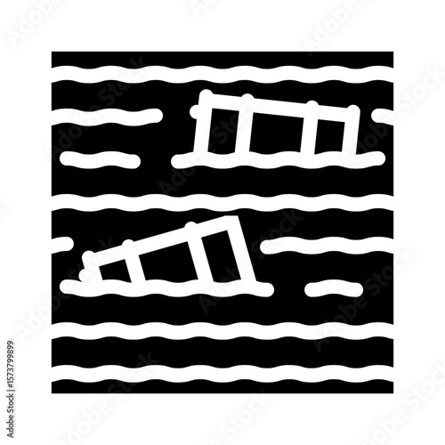 barrels floating water glyph icon vector illustration