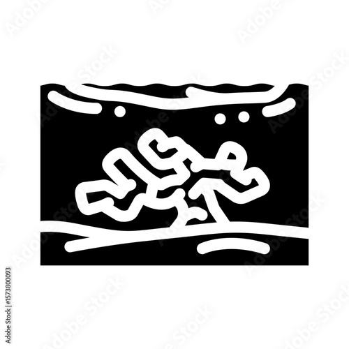 spill damage coral reef glyph icon vector illustration