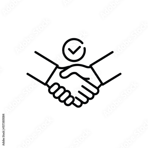 Successful handshake agreement with a checkmark symbol indicating approval
