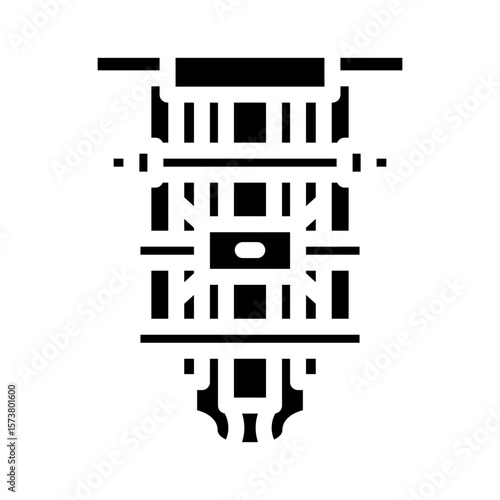 processor inside cooling chamber glyph icon vector illustration