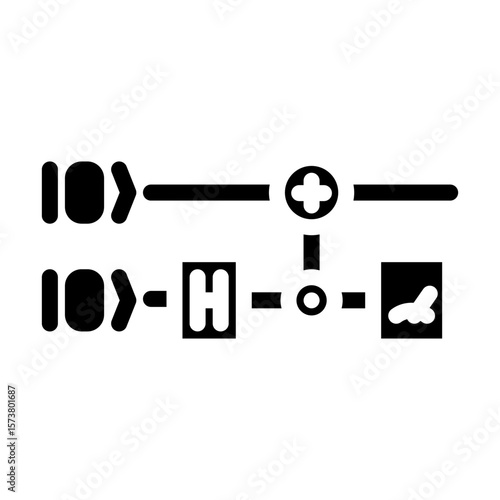 gates diagram quantum computer glyph icon vector illustration