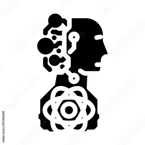 ai and computing merge quantum computer glyph icon vector illustration
