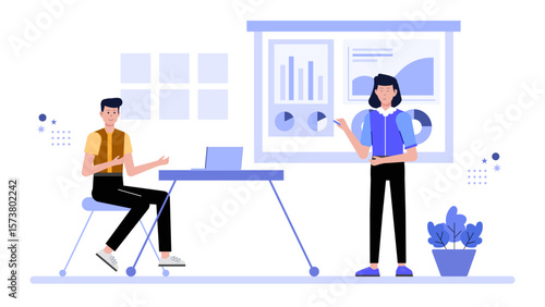 HR specialist organizing diversity training session, flat vector illustration