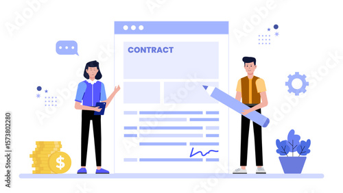 Legal consultant advising on trademark registration, flat vector illustration
