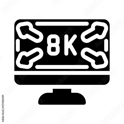 high definition display glyph icon vector illustration