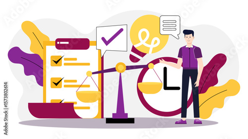 Legal consultant advising on trademark registration, flat vector illustration
