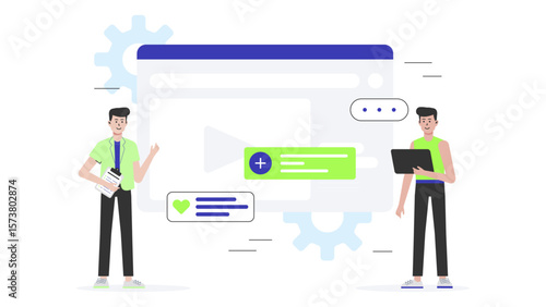 Content strategist mapping blog content pillars, flat vector illustration