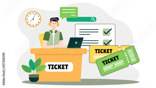 Customer support rep managing helpdesk tickets