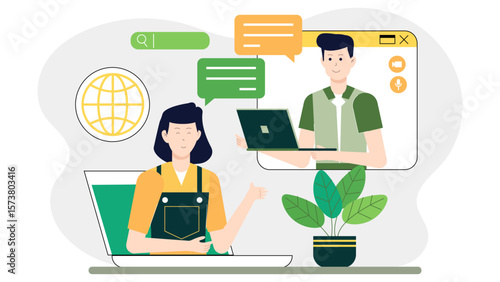 Remote team using online collaboration suite