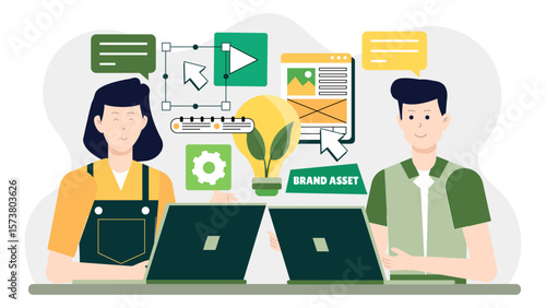 Design team refreshing visual brand assets