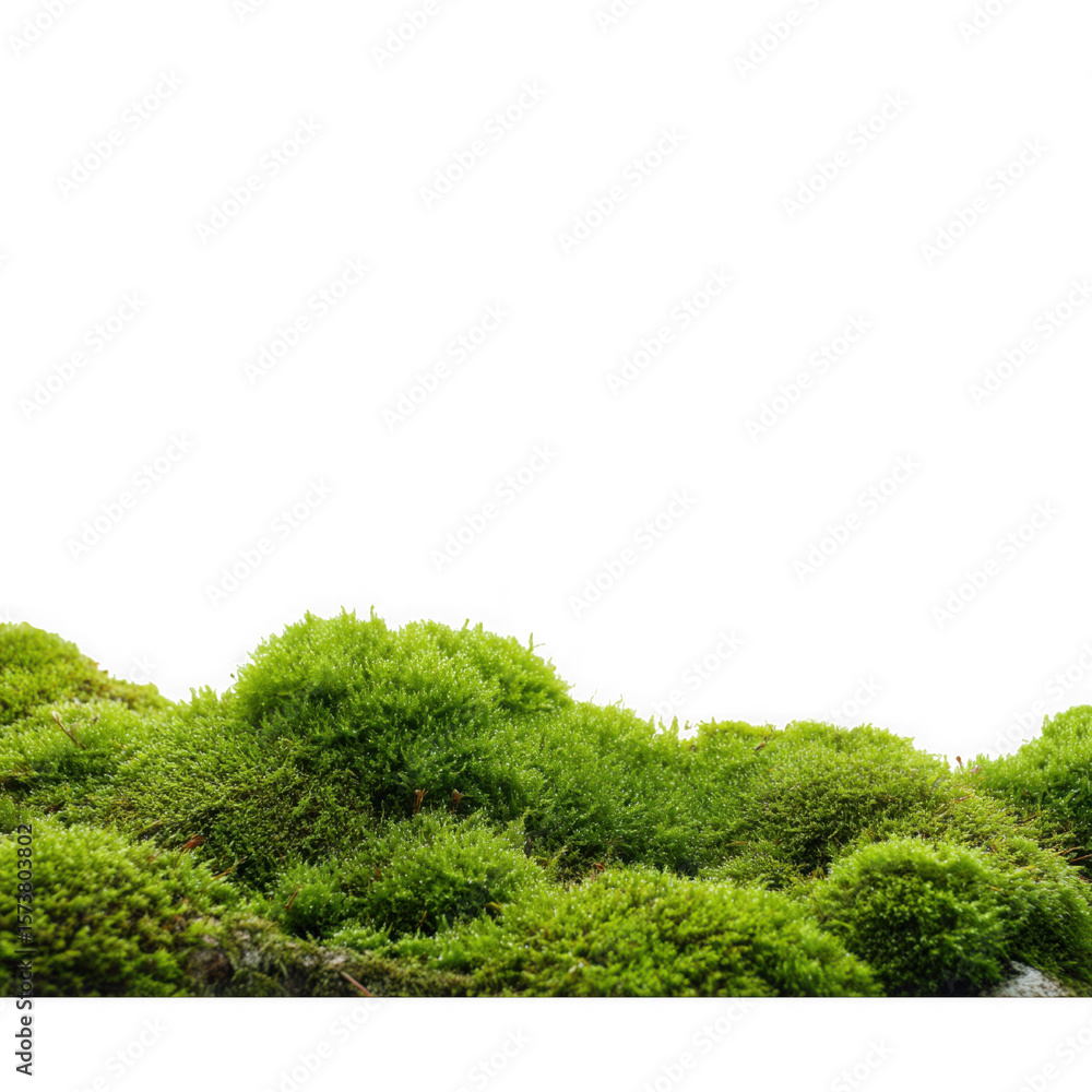 Obraz premium Lush green mossy mounds isolated on transparent background