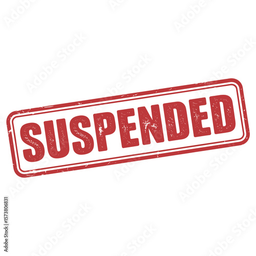 Red stamp with the word suspended in grunge texture on white background