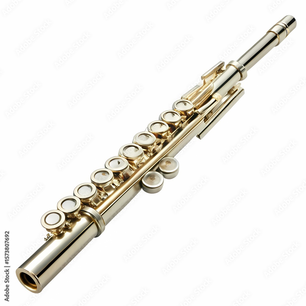 Fototapeta premium Flute, A Musical Instrument on white background