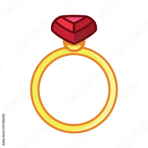 Gold ring with a stone. Illustration of a jewel, an expensive gift.