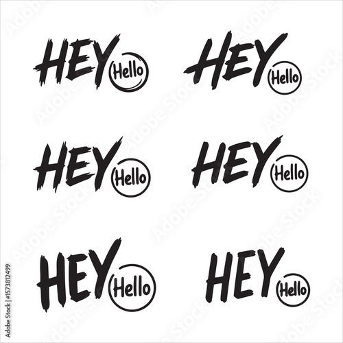 Greeting collection featuring bold brush stroke hey and hello text
