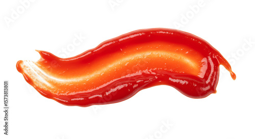 Isolated Background of Red Tomato Ketchup Sauce Smear Detail Delicious