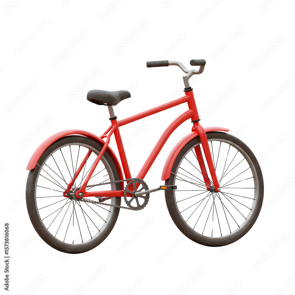 Obraz premium Detailed Red Bicycle on Transparent Background Featuring Dark Tires and Seat