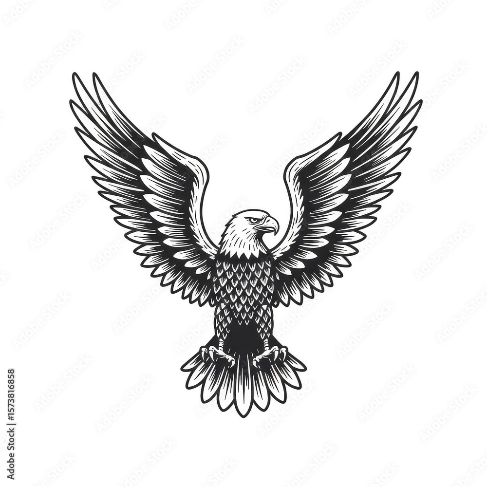 Fototapeta premium Illustration Of A Majestic Eagle With Spread Wings On Transparent Background
