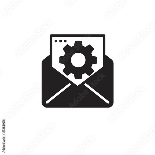 Open envelope icon with gear and document, representing email settings or configuration.