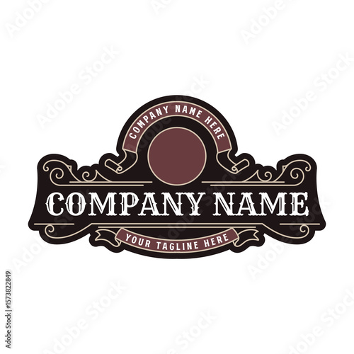 Circular Vintage Retro Golden Royal Frame Border Badge Emblem Labels Logo Design