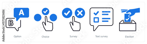 A set of 5 mix icons as option, choice, survey