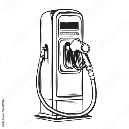 fuel dispenser line art silhouette vector illustration 