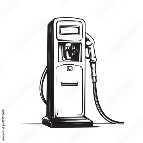fuel dispenser line art silhouette vector illustration 
