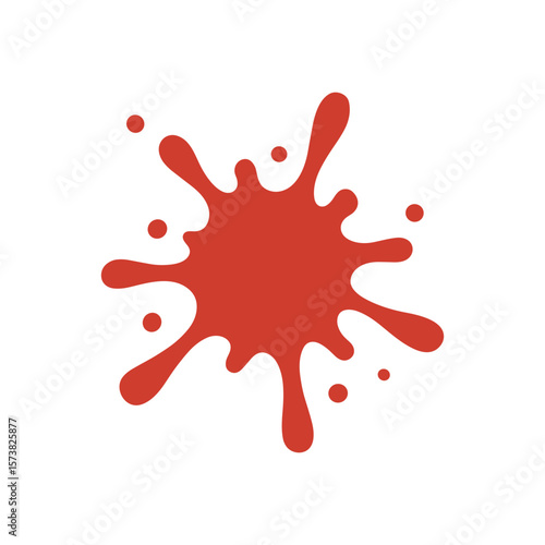 Minimalist Shape Red Paint Splatter Flat Design Graphic Element