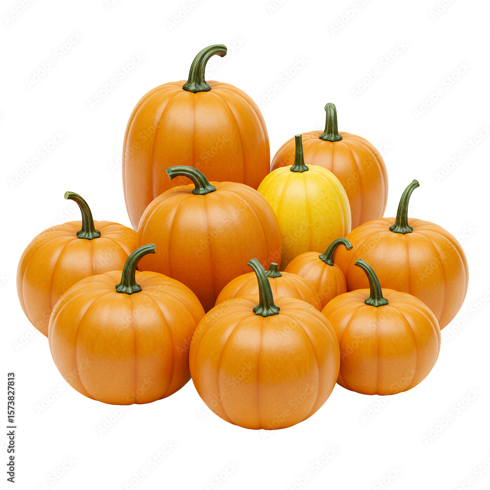 Obraz premium Orange and Yellow Pumpkins on Transparent Background