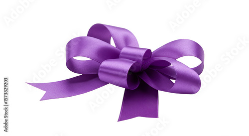 Isolated Festive Purple Ribbon Bow Decoration on Transparent Background