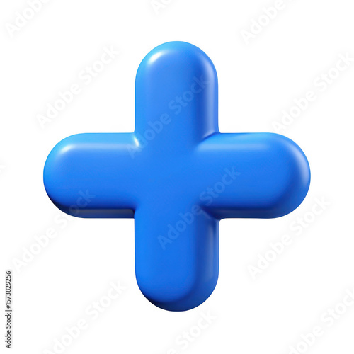 3d blue plus sign isolated on transparent background