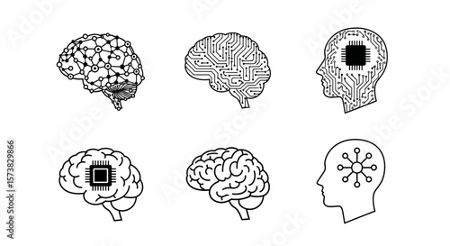 Illustration of Brain Functions and AI Concepts