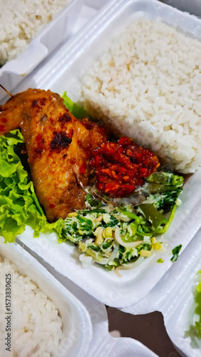 Wallpaper Mural healthy food rich in protein and carbohydrates with a rice and chicken menu Torontodigital.ca