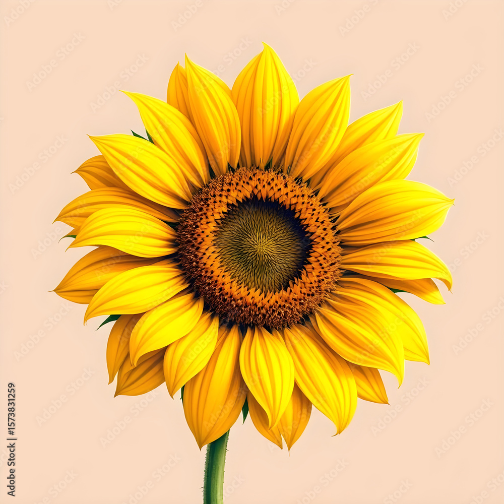 Fototapeta premium realistic picture of sunflower isolated on beige background isolated PNG 