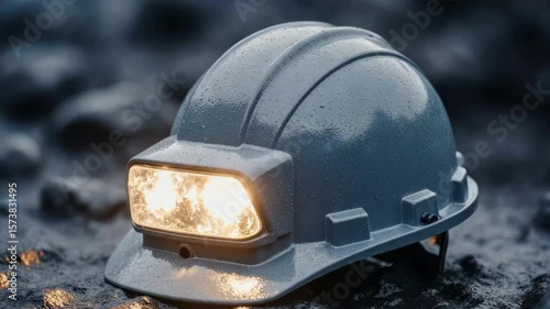 Miner safety helmet with headlight for construction or industrial work
