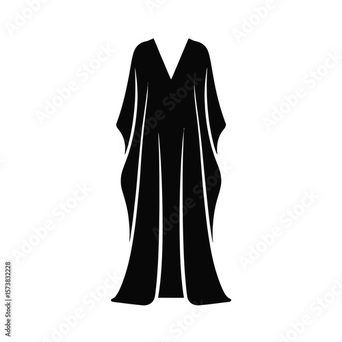 Elegant black kaftan dress with flowing fabric and v neckline