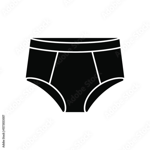 Simple black silhouette icon of men s underwear briefs on a white background