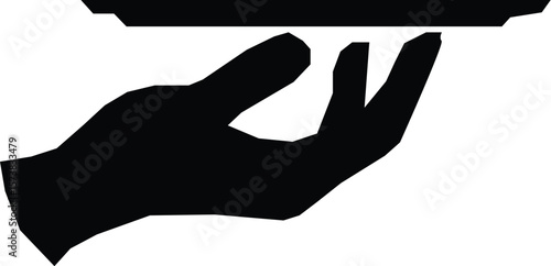 Waiter Hand Holding Cloche Silhouettes Vector Set