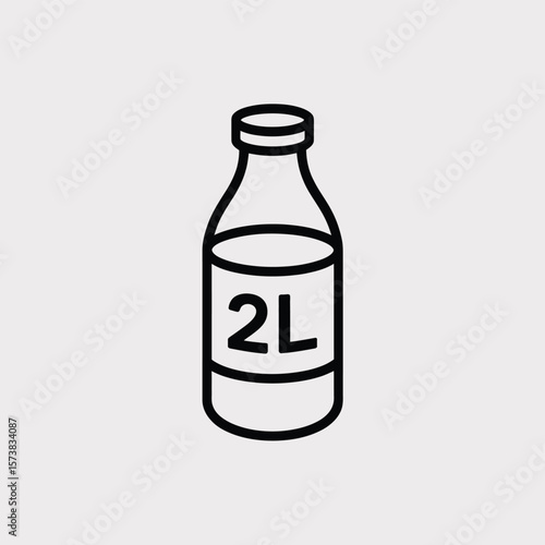 Simple line art icon of a two liter bottle with a label showing 2l