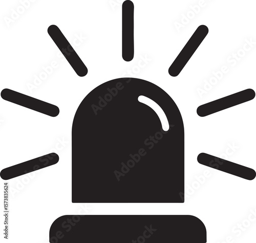 Simple black siren icon illustrating alert notification warning emergency and urgent situation