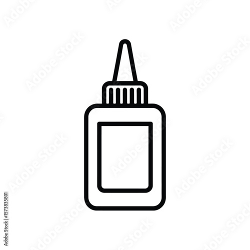 Simple outline icon of a glue bottle with a pointed applicator tip